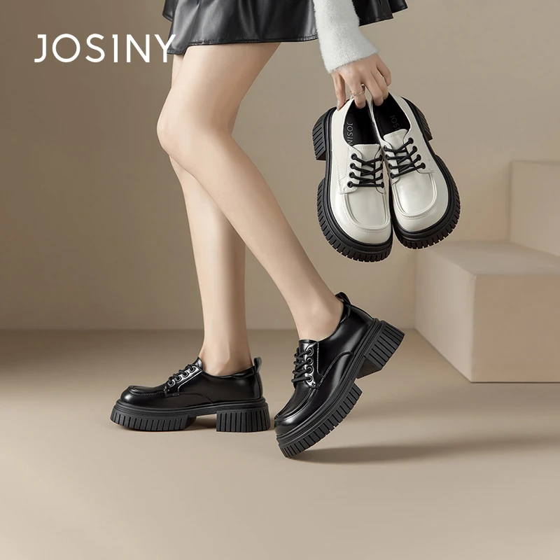 卓诗尼黑色乐福鞋2024春季新款厚底小个子休闲女鞋学院风小皮鞋女