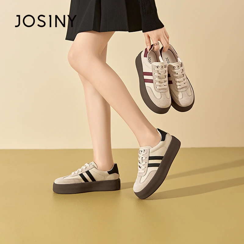 卓诗尼2024秋季新款休闲板鞋女款学院风时尚厚底平跟运动可爱