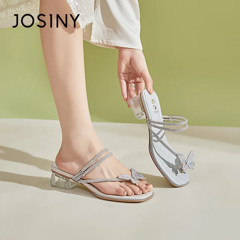 卓诗尼时尚气质凉拖鞋2024夏季爆款低跟露趾仙女风粗跟402A57152