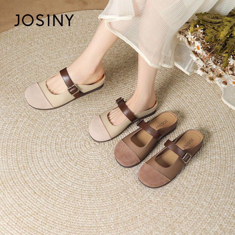 卓诗尼圆头一字带厚底拖鞋2024春玛丽珍复古休闲舒适百搭软底拖