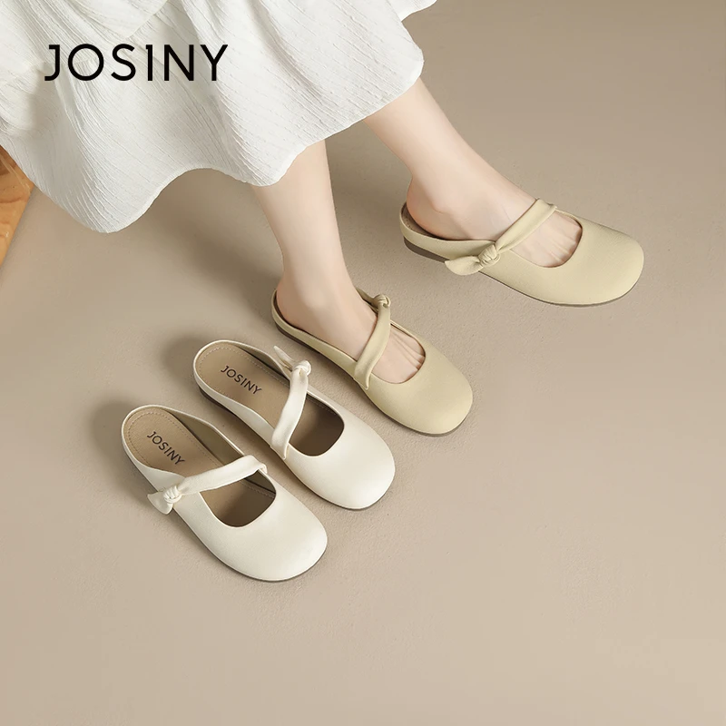 卓诗尼半方头夏新款软底舒适休闲厚底穆勒穆勒鞋夏季玛丽珍女单鞋