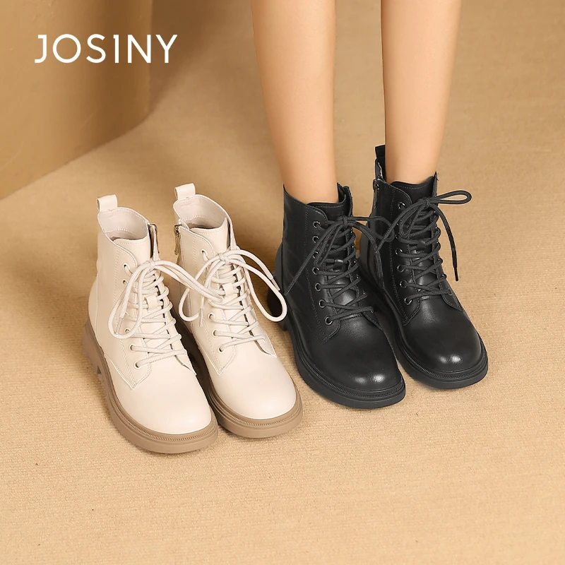 卓诗尼厚底马丁靴女2023秋冬新款英伦风百搭短靴系带靴361H63954