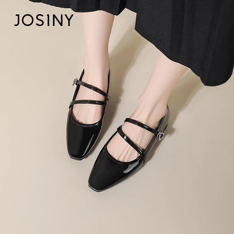 卓诗尼复古玛丽珍鞋2025法式时尚百搭低跟粗跟一字带气质浅口单鞋