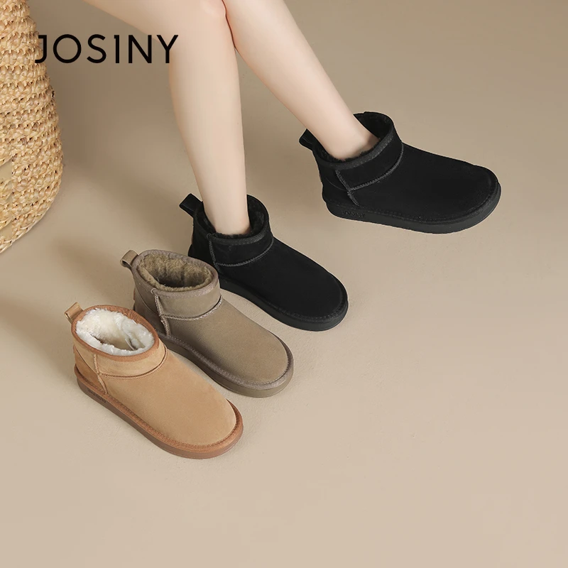 卓诗尼2023冬30-40岁女士棉鞋平底厚底防滑加绒短筒靴362T69618