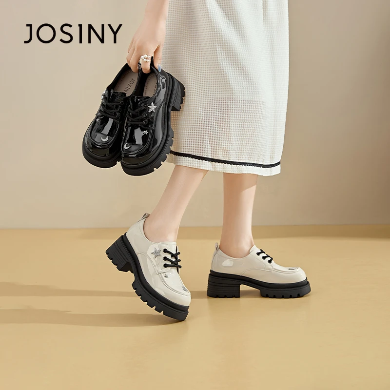 卓诗尼新爆款星星厚底乐福鞋百搭时尚小个子增高外穿442A20053