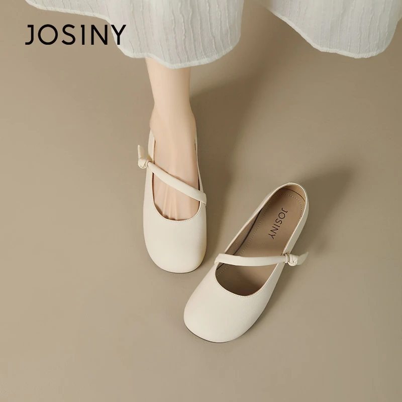 卓诗尼单鞋久穿不累脚2024百搭纯色温柔复古圆头软底法式浅口女鞋