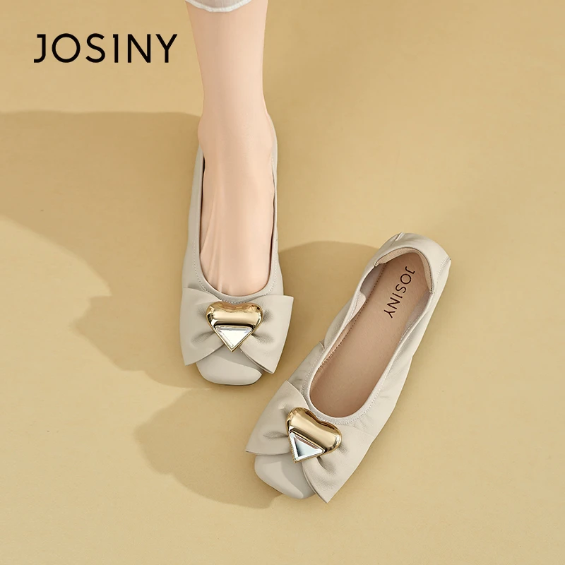 卓诗尼2024潮流时尚女士单鞋爱心配饰法式方头设计感低跟舒适约会