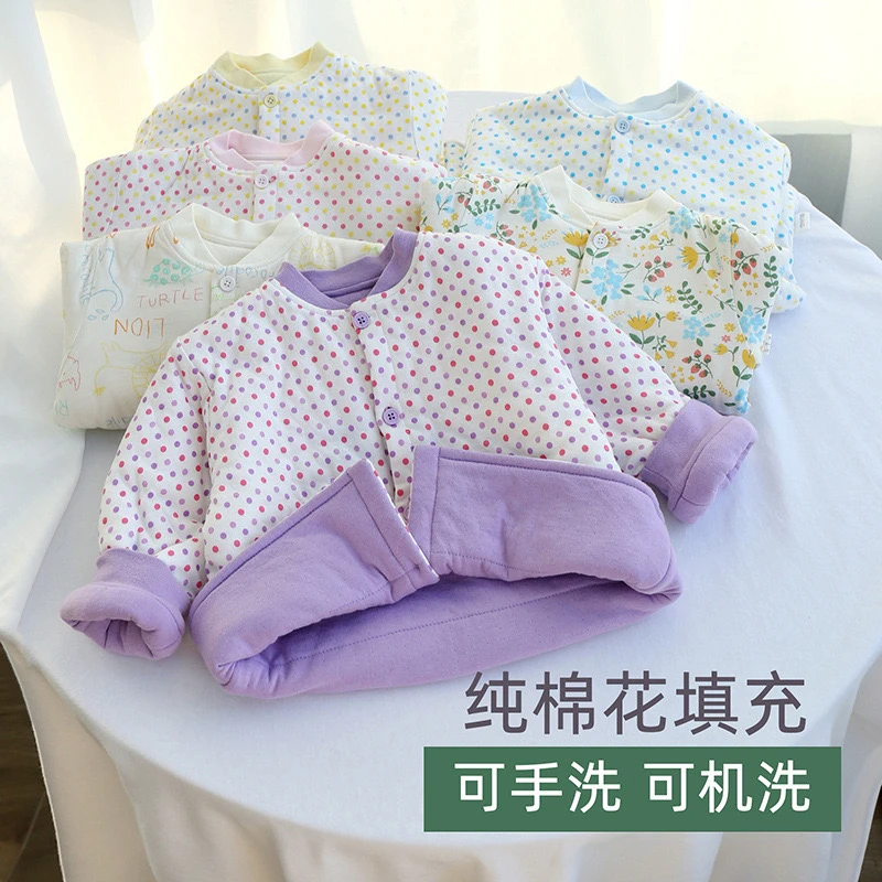 冬季轻薄夹棉儿童棉服双面纯棉女童棉衣 可水洗棉花保暖男童棉袄