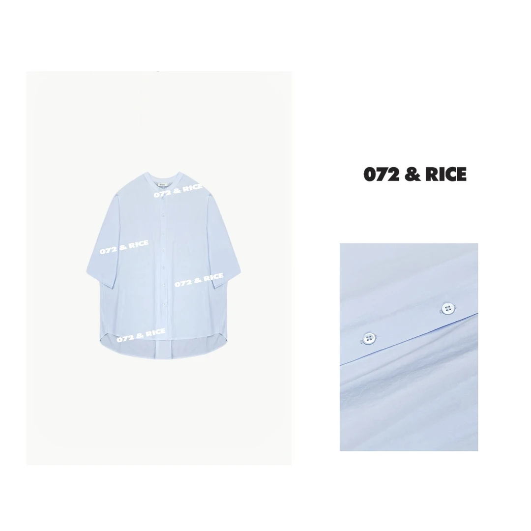072 & RICE【山本蓝】100纯棉 夏季圆领领半袖衬衫 24W112Z*