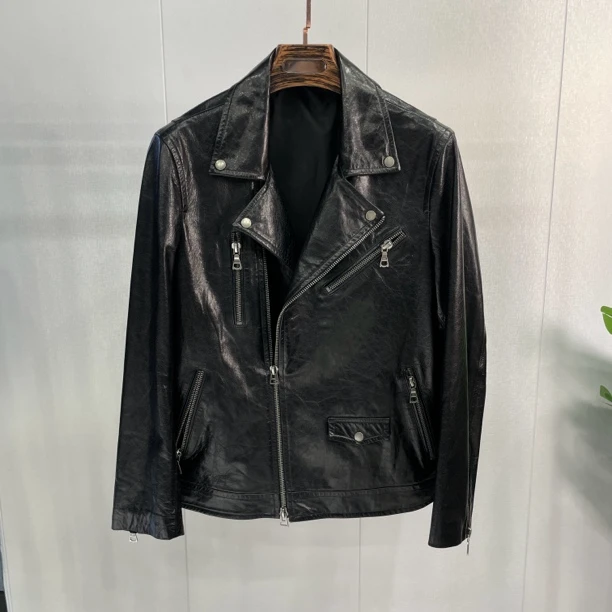 山羊皮机车男士皮衣