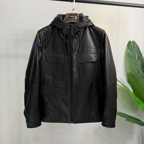 牛皮油蜡羽绒内胆（可脱卸）皮衣