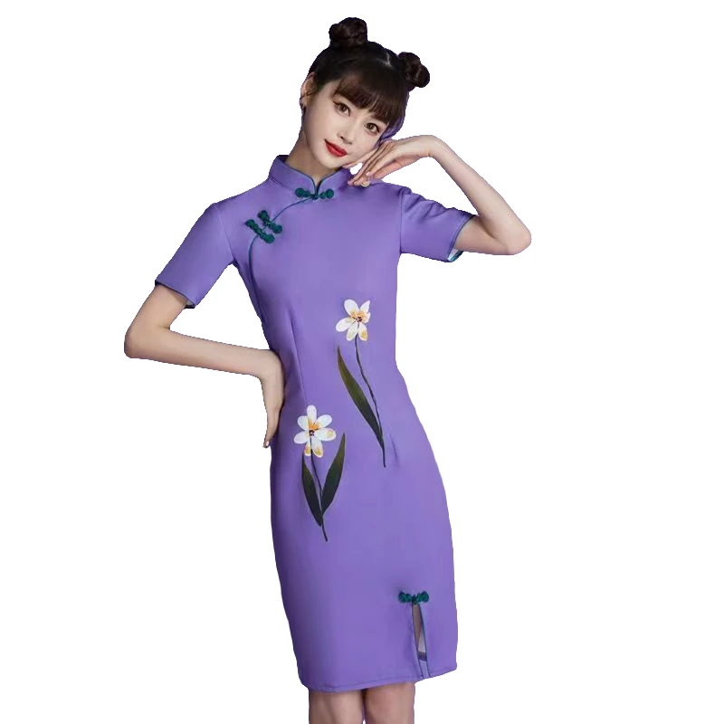 小个子中国风旗袍年轻款显瘦改良旗袍夏修身日常可穿气质连衣裙51