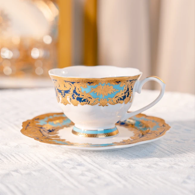 AuroraMavis杯碟组合浮雕饭碗餐具高端送礼真金高级感轻奢餐碗