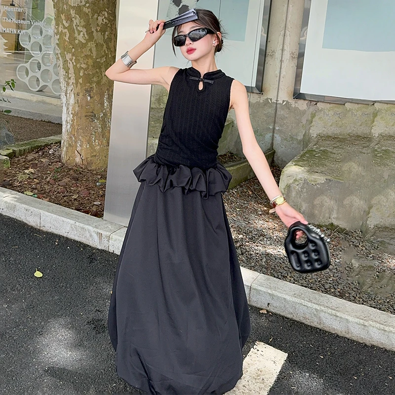 女童连衣裙夏季新款新中式国风盘扣无袖背心裙2024儿童显瘦长裙