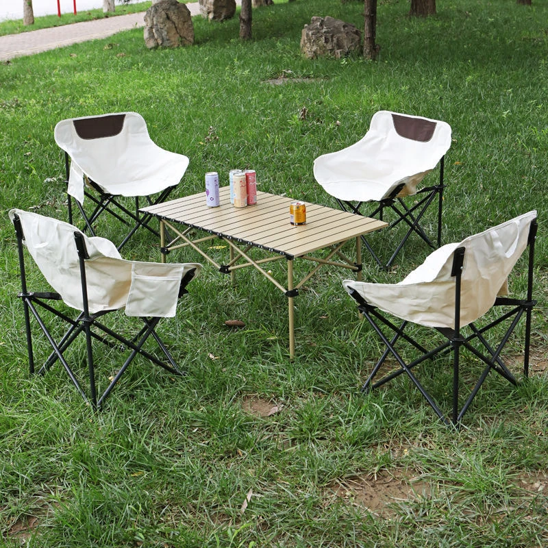 直属独家月亮椅户外桌椅套装休闲躺椅便携懒人靠背宿舍折叠全套