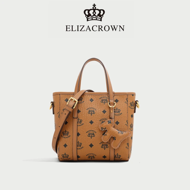【ELIZACROWN】2023年新款时尚经典女包手提斜挎菜篮子包HG-83026