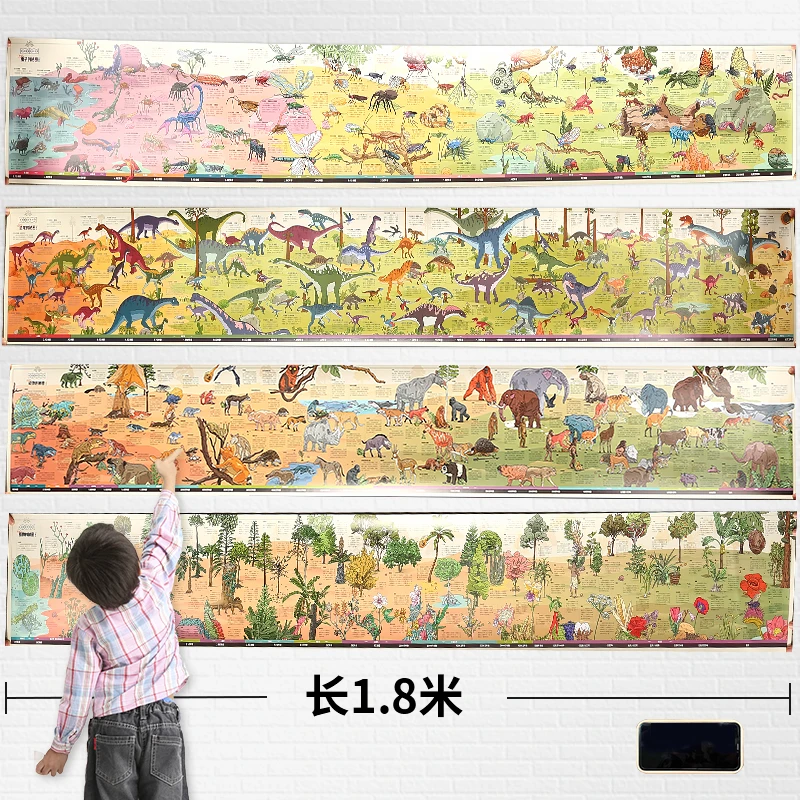 时间图谱百科全书·墙书 100种恐龙+动物+虫子+植物的秘密墙书