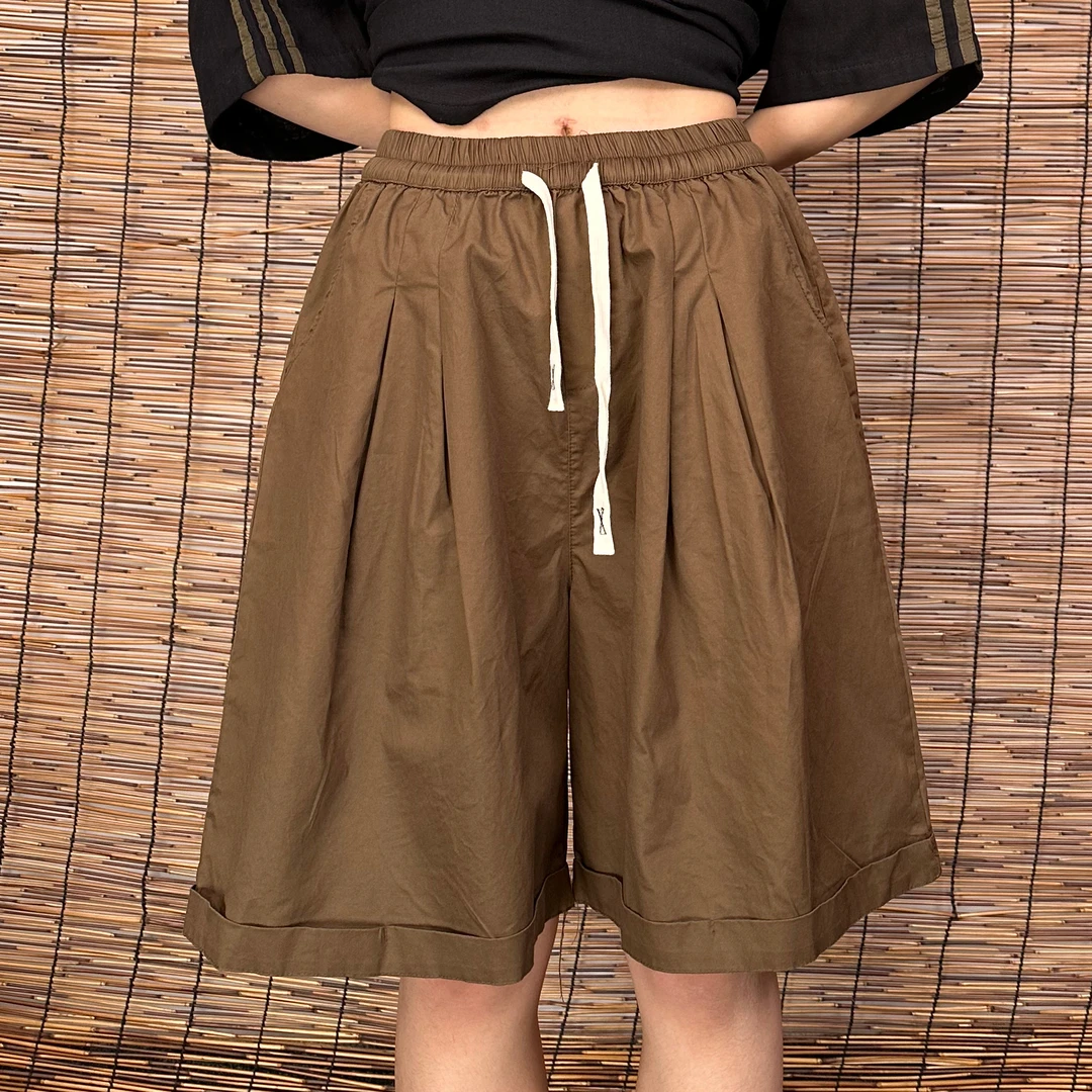 大码五分阔腿裙裤女夏季薄款胖MM宽松显瘦短裤5分裙裤子200斤