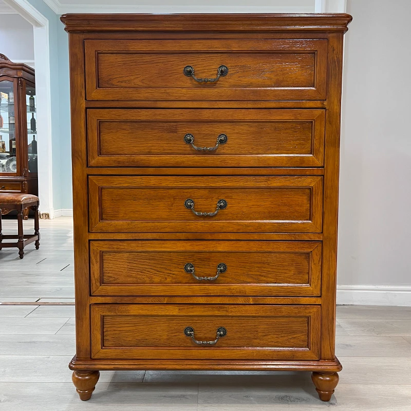 木一轩家具美式复古五斗柜欧式实木斗柜卧室储物柜落地客厅储物柜
