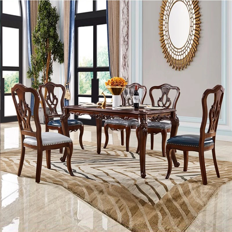 金丝黄檀木A221圆桌美式实木餐桌复古全实木圆餐桌小户型餐桌椅