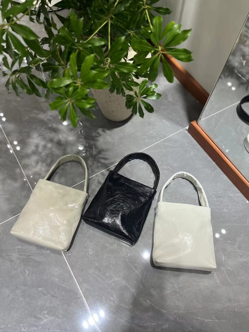 诗山圆爆裂纹手提包小众百搭时尚女士手拎包简约经典