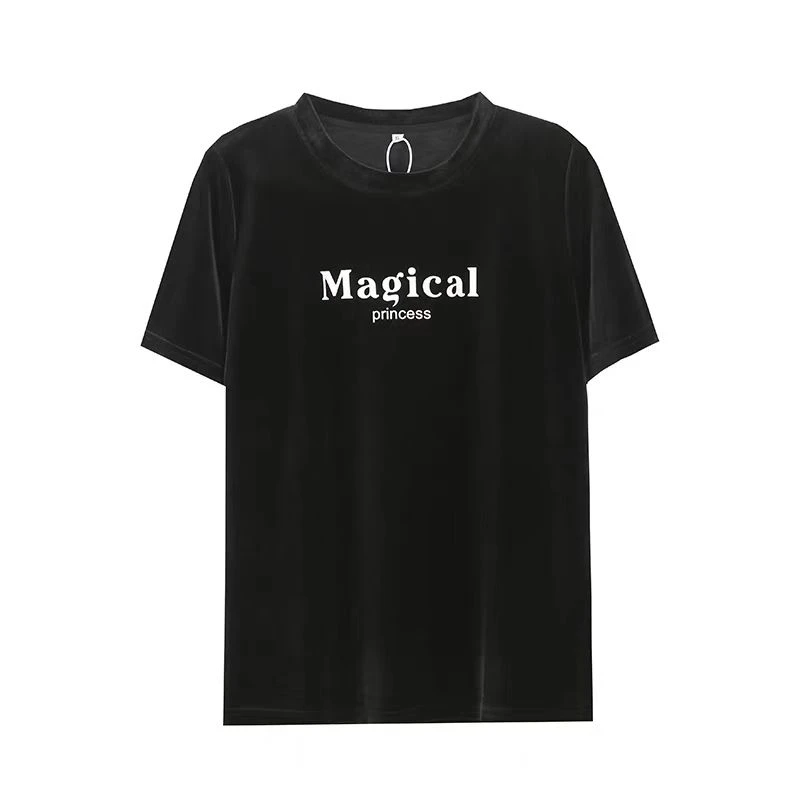 胖mm韩版字母印花圆领短袖T恤2024夏季新品大码百搭宽松上衣体恤