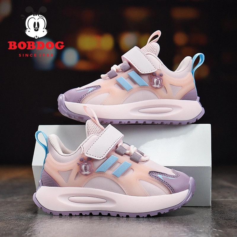 巴布豆女童运动鞋皮面防水2025春秋新款软底轻便时尚防滑儿童鞋子