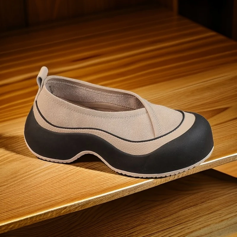 单鞋浅口夏季2024年新款复古百搭透气休闲一脚蹬厚底鞋女