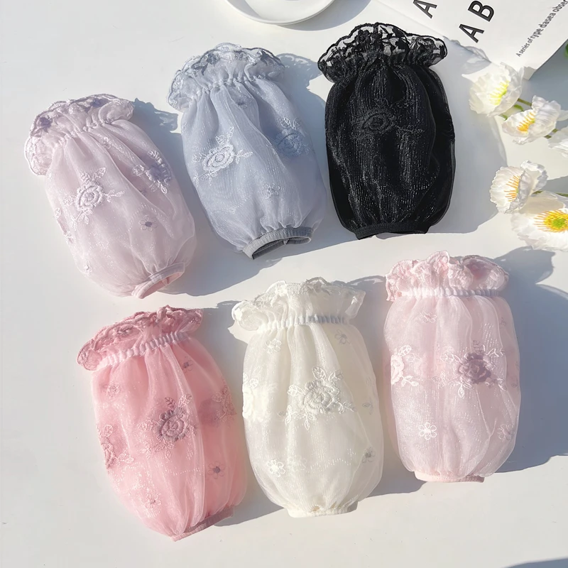 韩版成人袖套女短款双层蕾丝护袖防污耐脏学生套袖百搭秋冬袖头