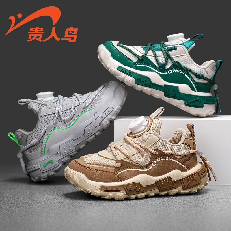 贵人鸟童鞋2024新款春季网面儿童运动鞋男女同款双网春秋软底防滑
