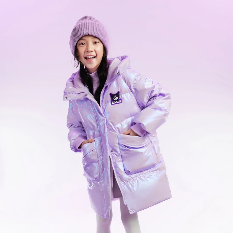波司登2023保暖女羽绒服女童中长款冬季宽松连帽T30143902