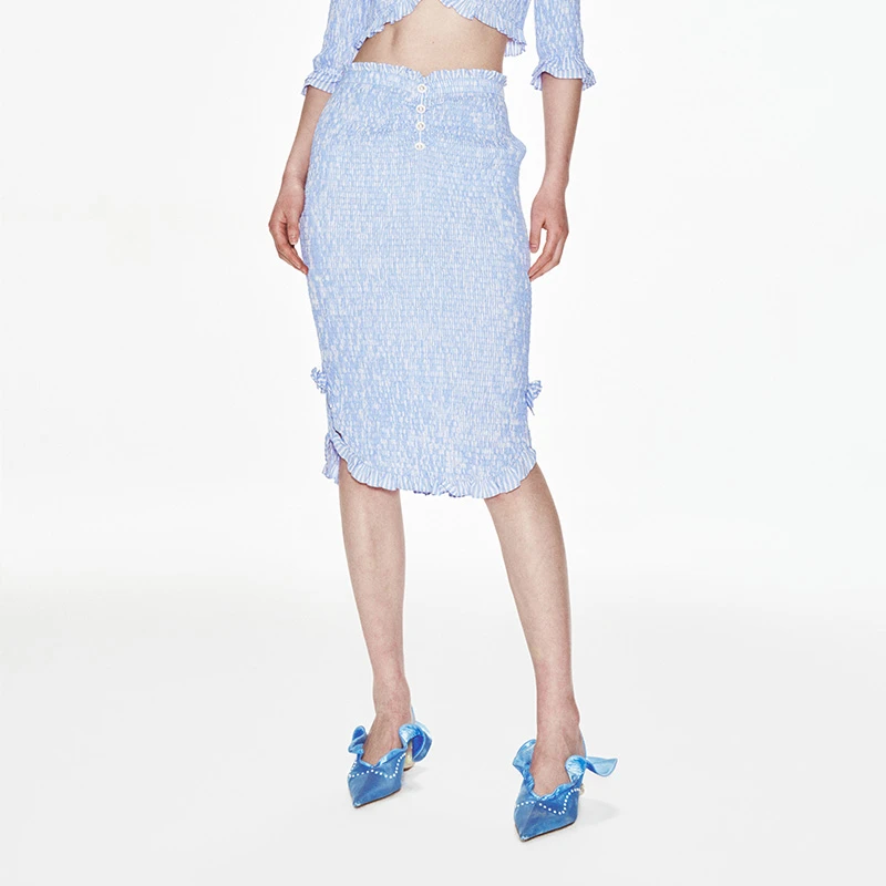 LE FAME/拉飞姆夏日休闲极简重工打揽女装半身裙