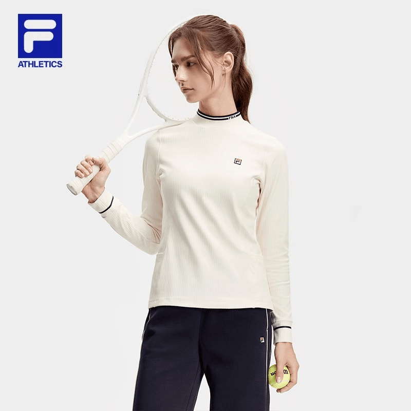 Fila/斐乐女子针织长袖2024春季网球运动立领修身上衣A11W413212
