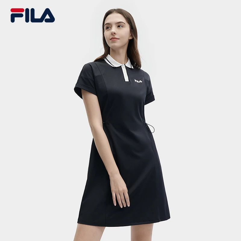 Fila/斐乐新款女夏时尚休闲【A字显瘦】翻领收腰连衣裙 F11W428306F