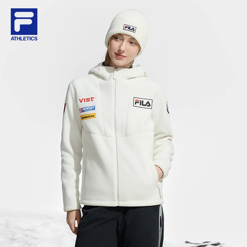 Fila/斐乐【五方联名】女款绒感连帽外套雪登山穿搭冬季A11W446502F