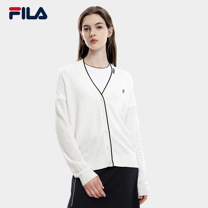 Fila/斐乐【风感波粒】女春秋新款舒适透气针织运动外套F11W331410F