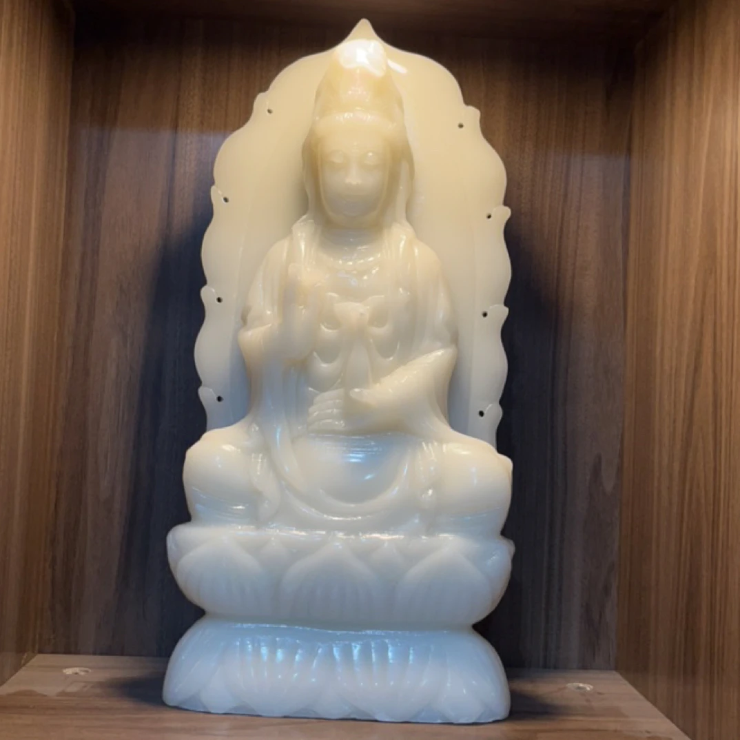40厘米高南海观音雕刻摆件纯手工雕刻