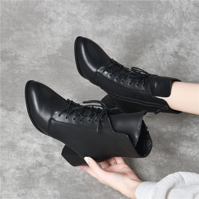 149秋冬新款加绒高跟系带尖头保暖中筒靴