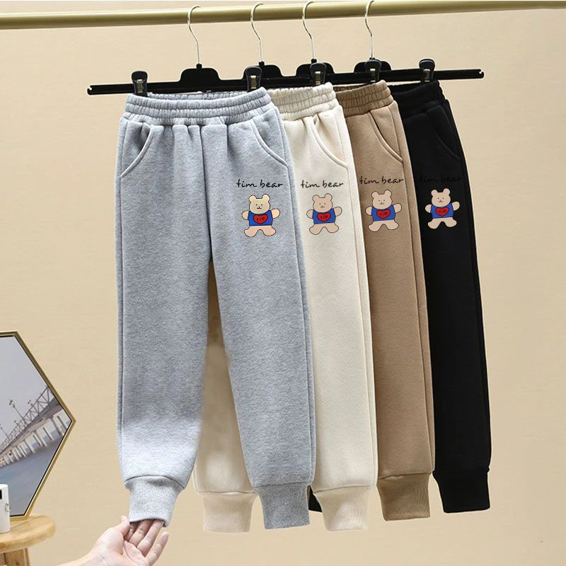 虹姿莱男女童加绒裤子2023秋冬新款中大童装加厚保暖儿童运动裤