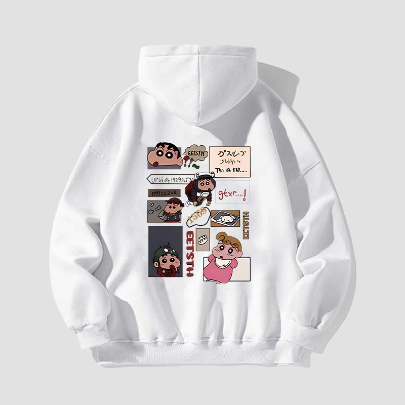 日系bf学院风蜡笔小新印花宽松慵懒风连帽卫衣女ins休闲秋冬外套