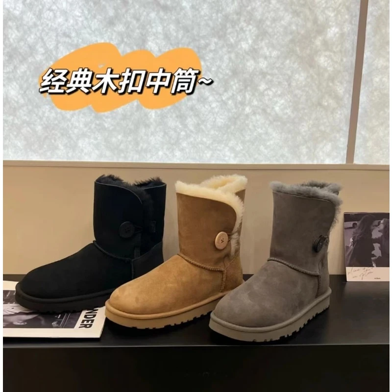 【23】新款单木扣时尚保暖女中筒雪地靴时尚女鞋