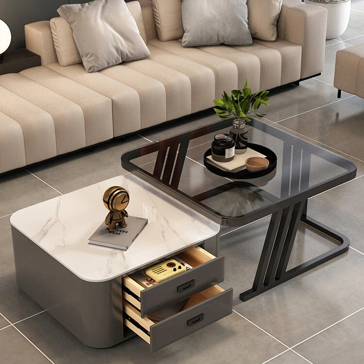 岩板茶几客厅家用2024新款小户型轻奢高级感简约现代折叠方形茶桌