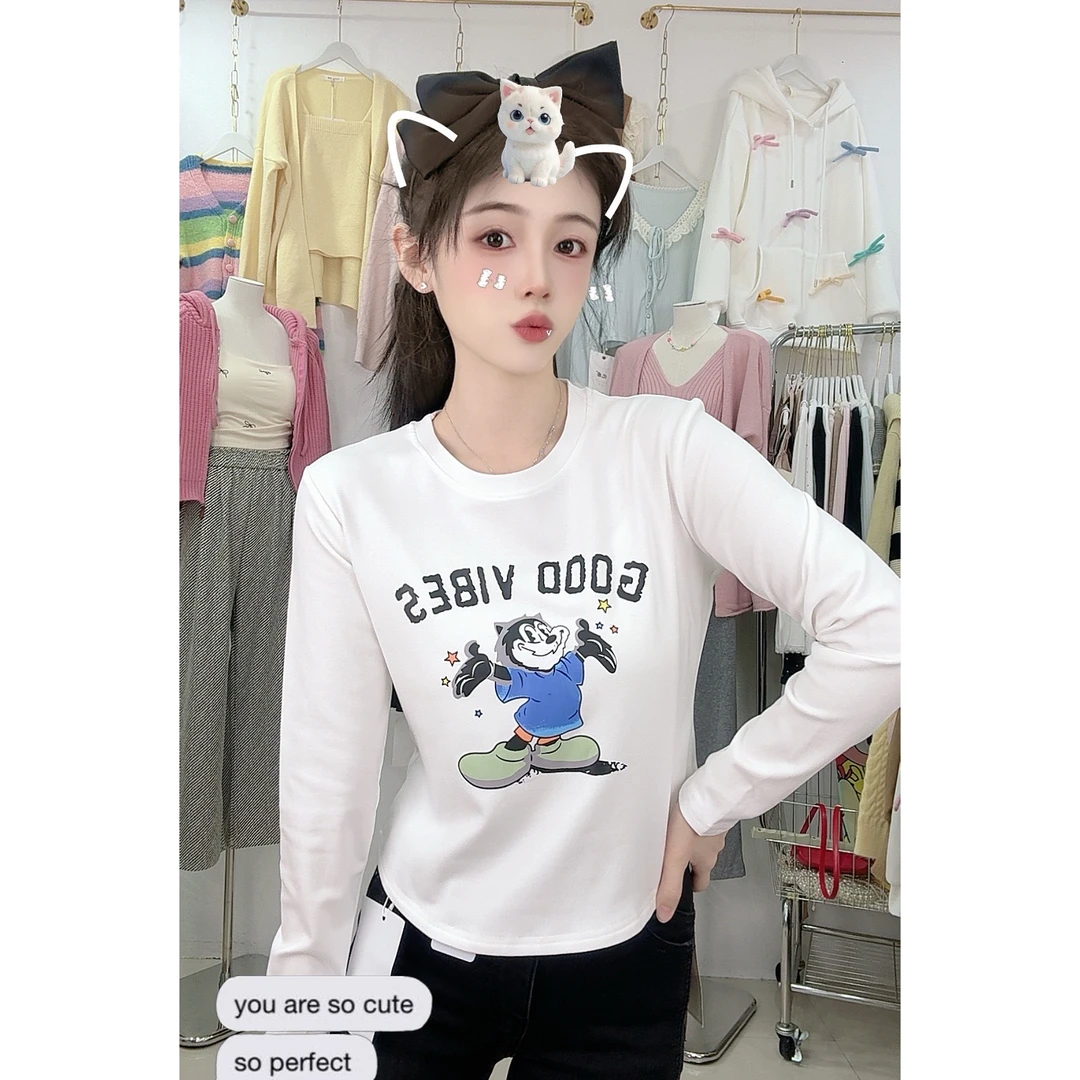 小款卡通长袖T恤（磨毛）