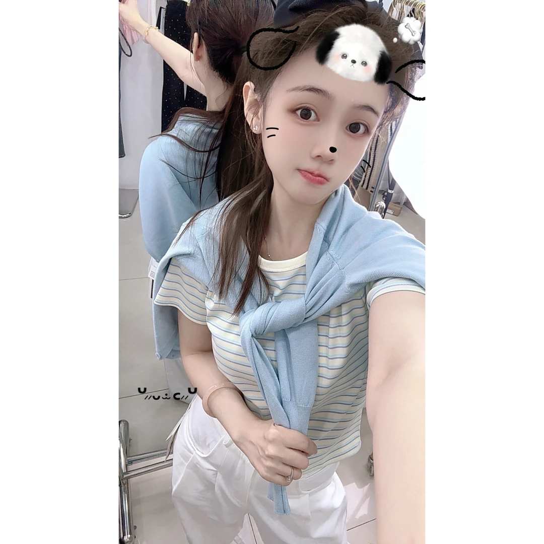 888海盐蓝网红秋款三件套