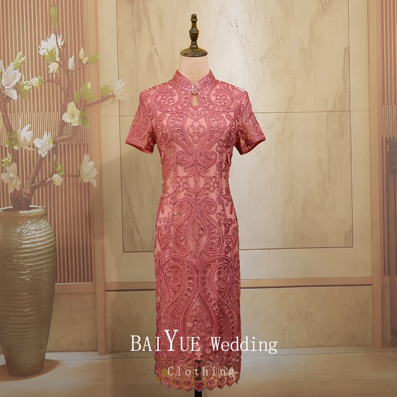 BAIYUE/栢阅新款中式喜婆婆礼服婚宴妈妈装2023年春夏新款旗袍裙