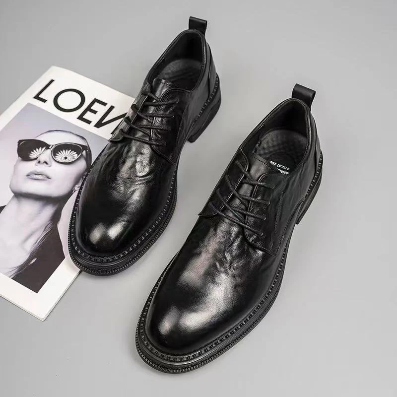 爆款头层牛皮春季新款商务正装休闲皮鞋英伦软皮潮流结婚新郎男鞋