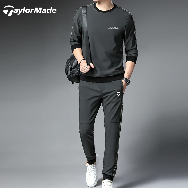 Taylormade高尔夫户服装男装运动套装秋冬季加绒衣服裤子男两件套