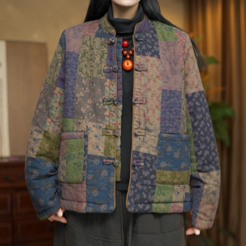 【夏布与麻】2024秋冬新款28092新中式夹棉复古宽松小立领盘扣棉衣