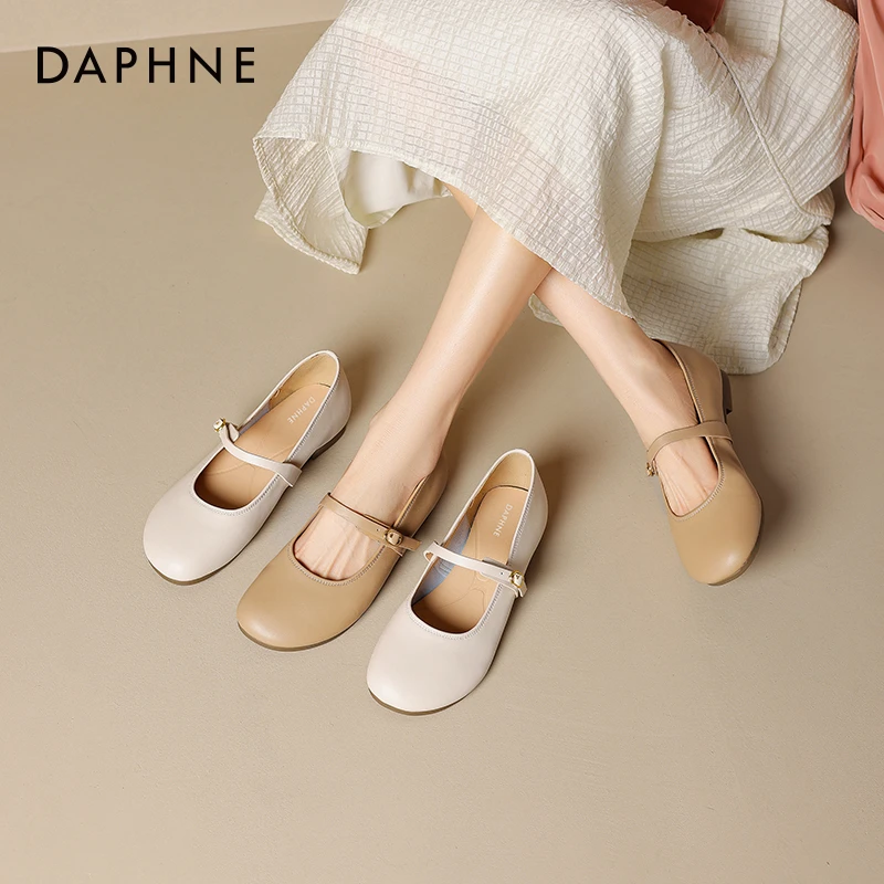 达芙妮5单鞋女夏季2025新款玛丽珍女鞋浅口平底鞋软底小皮鞋女
