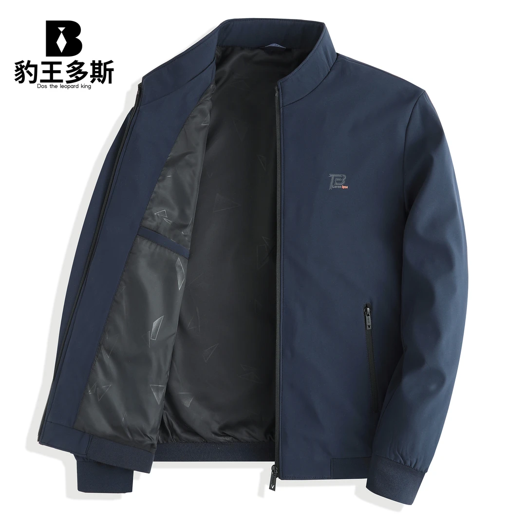 豹王多斯男士春秋季休闲外套爸爸春装百搭休闲立领夹克中老年男装
